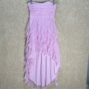 Imperfect pink purple sparkly tulle layered dress strapless sweetheart neck